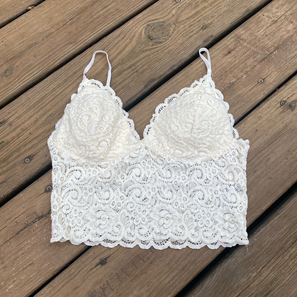 Creamy white lace bralet top